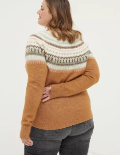 FatFace Bea Yoke Fairisle Jumper Brown Sale