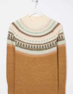 FatFace Bea Yoke Fairisle Jumper Brown Sale