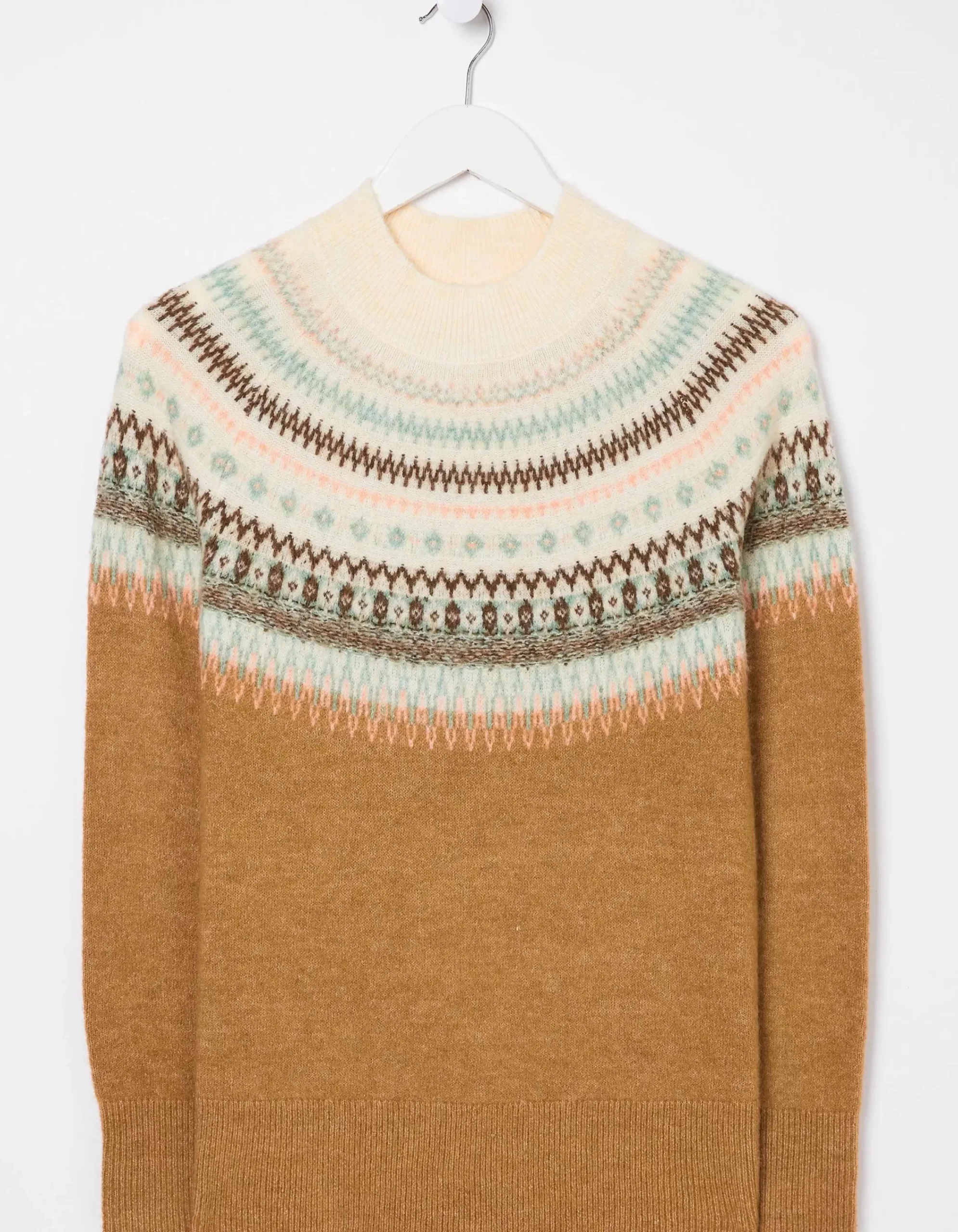 FatFace Bea Yoke Fairisle Jumper Brown Sale
