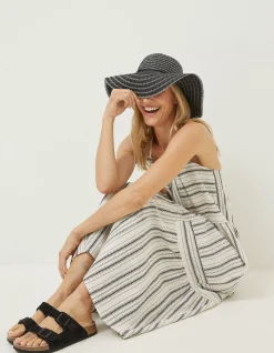 FatFace Beach Wear Tulum Stripe Midi Dress Ivory Clearance