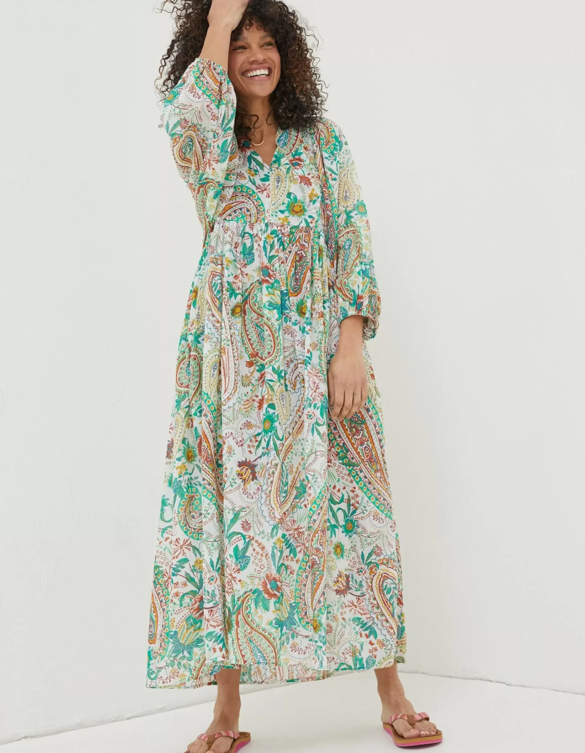 FatFace Beachwear Jocelyn Paisley Midi Dress Multi Colour Outlet