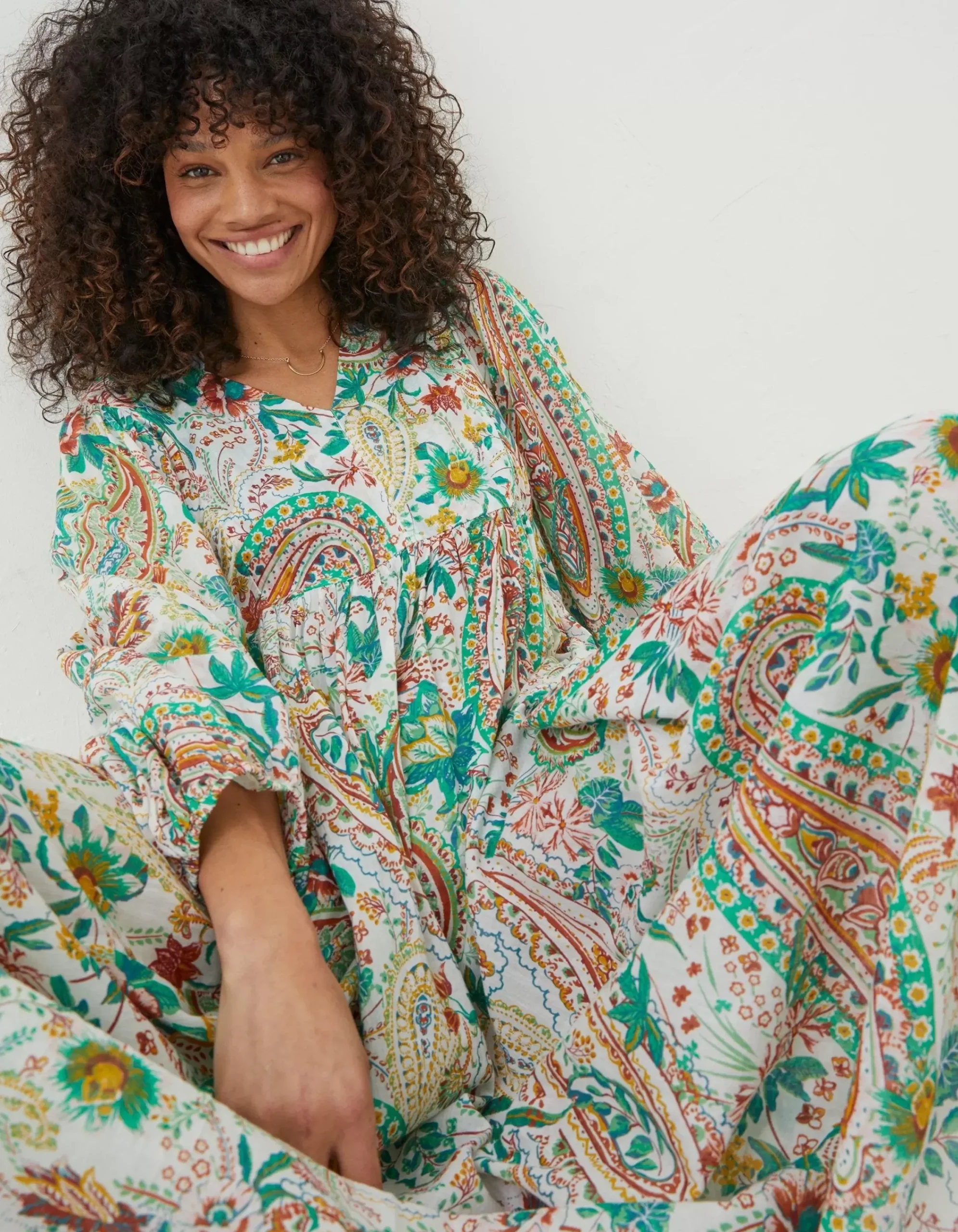 FatFace Beachwear Jocelyn Paisley Midi Dress Multi Colour Outlet