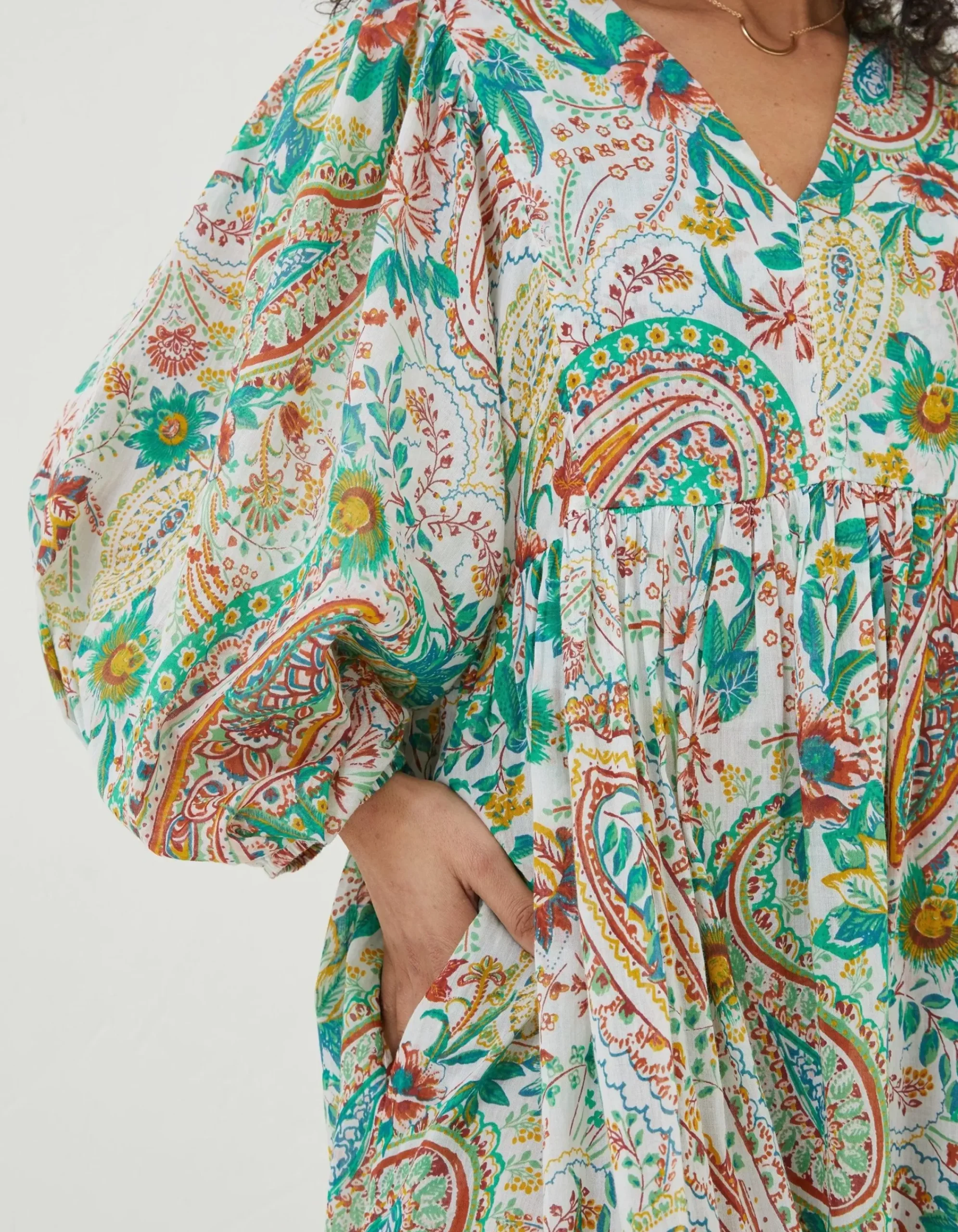FatFace Beachwear Jocelyn Paisley Midi Dress Multi Colour Outlet