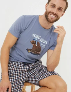 FatFace Bearly Awake T-Shirt Blue Best