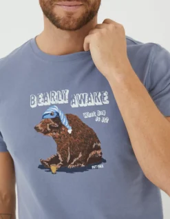 FatFace Bearly Awake T-Shirt Blue Best