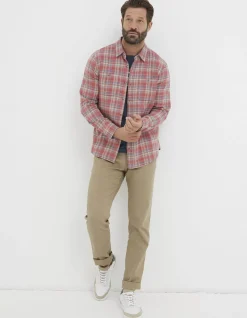 FatFace Beaulieu Check Shirt Coral Pink Discount