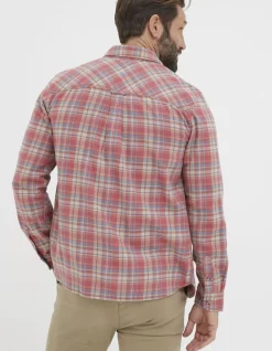 FatFace Beaulieu Check Shirt Coral Pink Discount