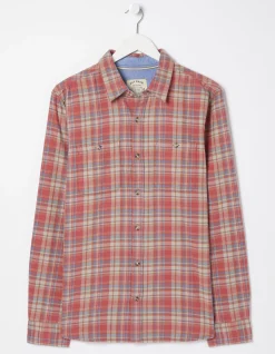 FatFace Beaulieu Check Shirt Coral Pink Discount
