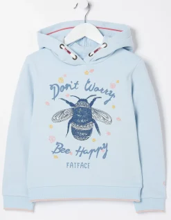 FatFace Bee Hooded Sweat Light Blue New