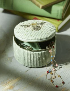 FatFace Bee Travel Jewellery Box Light Green Clearance