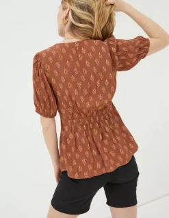 FatFace Bella Woodblock Blouse Tan Hot