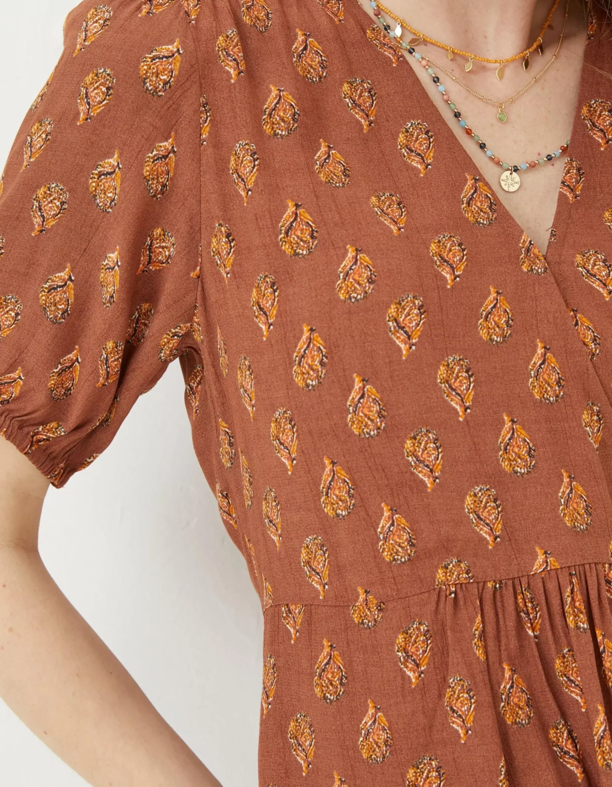 FatFace Bella Woodblock Blouse Tan Hot