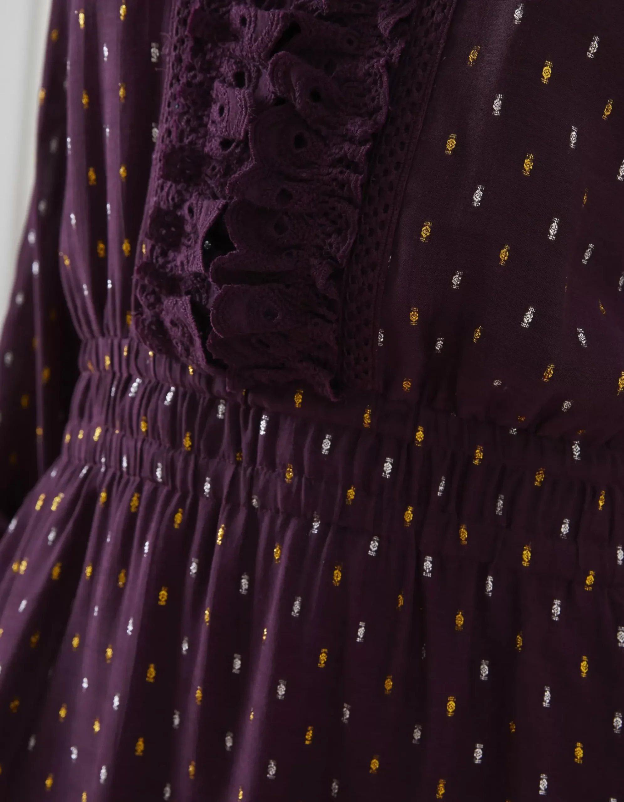 FatFace Belle Metallic Dress Plum New