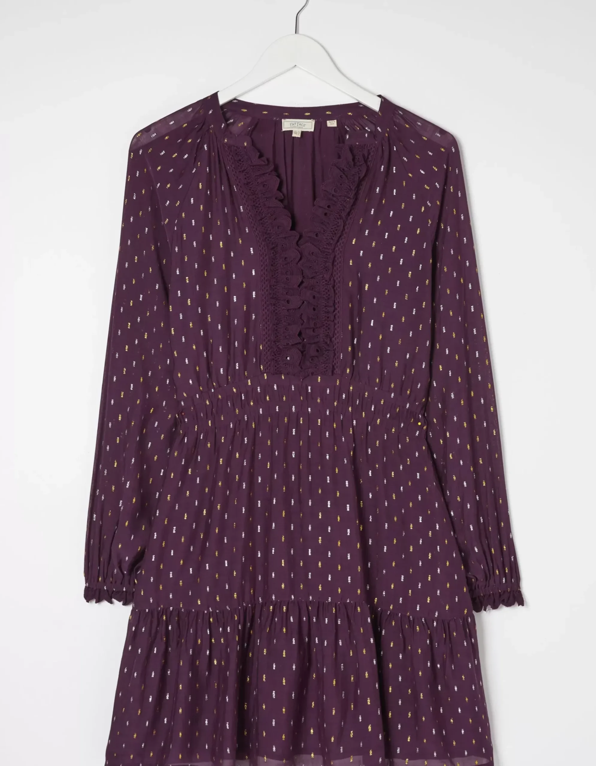 FatFace Belle Metallic Dress Plum New