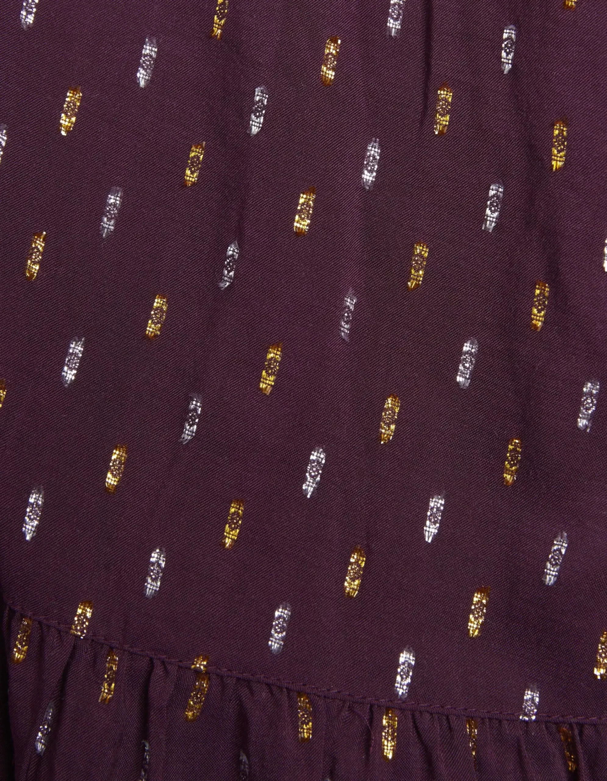 FatFace Belle Metallic Dress Plum New