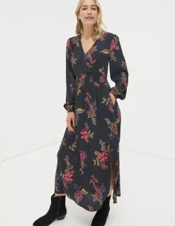 FatFace Bennie Floral Midi Dress Black Hot