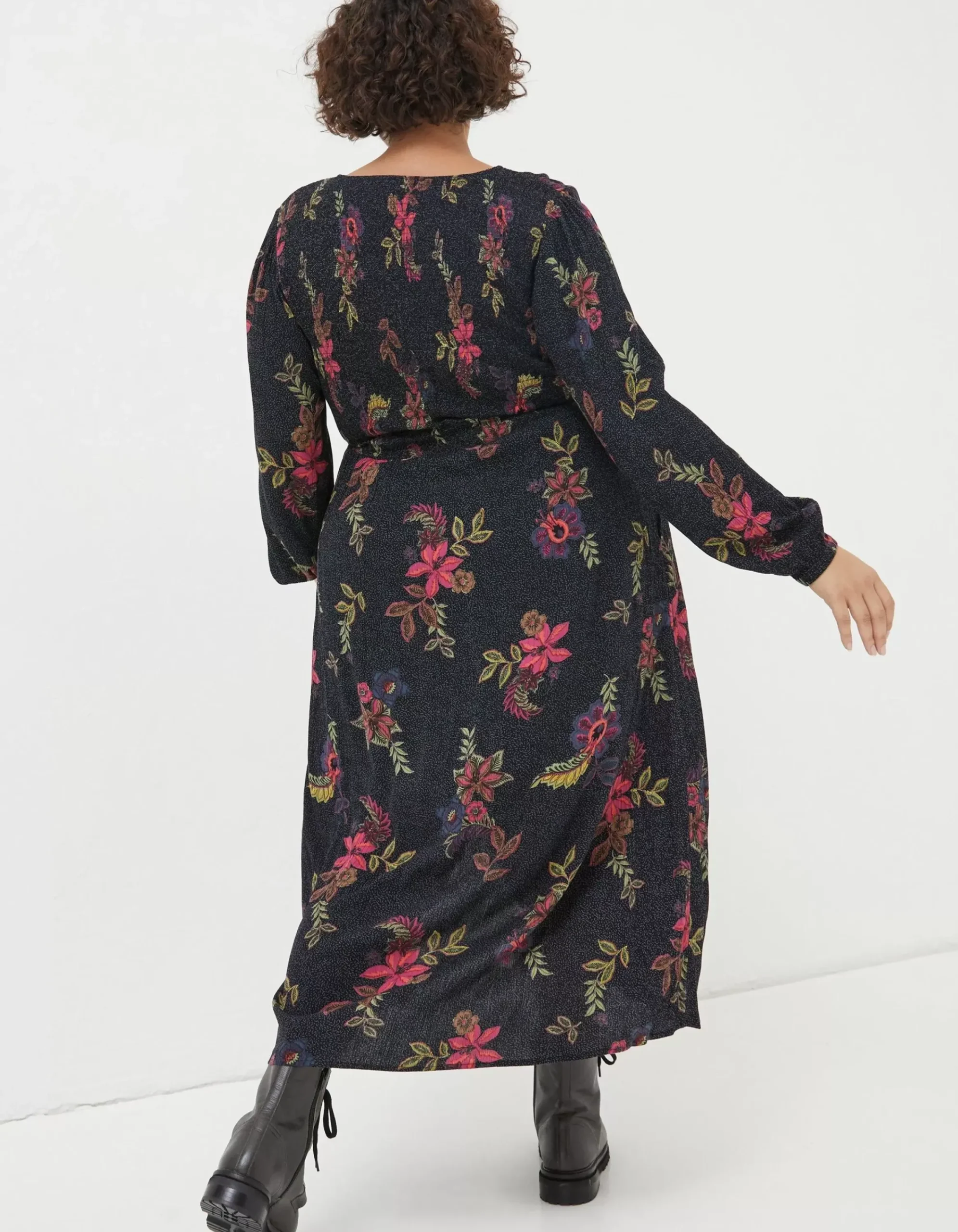 FatFace Bennie Floral Midi Dress Black Hot
