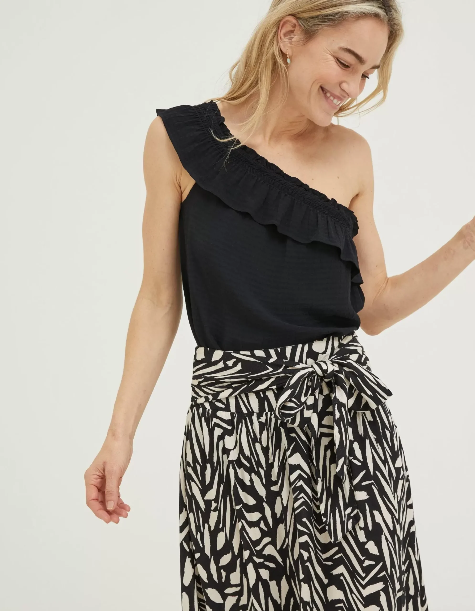 FatFace Bernie Asymmetric Cami Top Black Discount