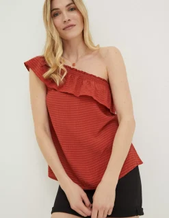 FatFace Bernie Asymmetric Cami Top Rust Red Hot