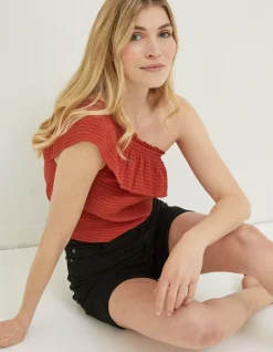 FatFace Bernie Asymmetric Cami Top Rust Red Hot