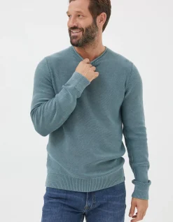 FatFace Berwick Washed Crew Jumper Sage Green Outlet