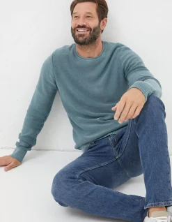 FatFace Berwick Washed Crew Jumper Sage Green Outlet