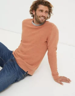 FatFace Berwick Washed Crew Jumper Dusky Orange Sale