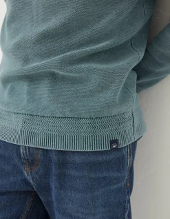 FatFace Berwick Washed Crew Neck Teal Green Best