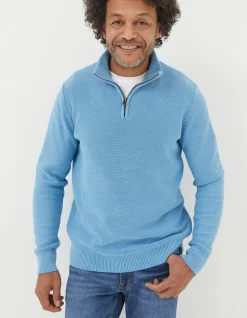 FatFace Berwick Washed Half Neck Washed Blue