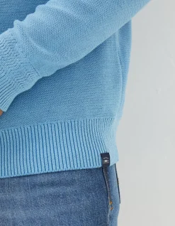 FatFace Berwick Washed Half Neck Washed Blue