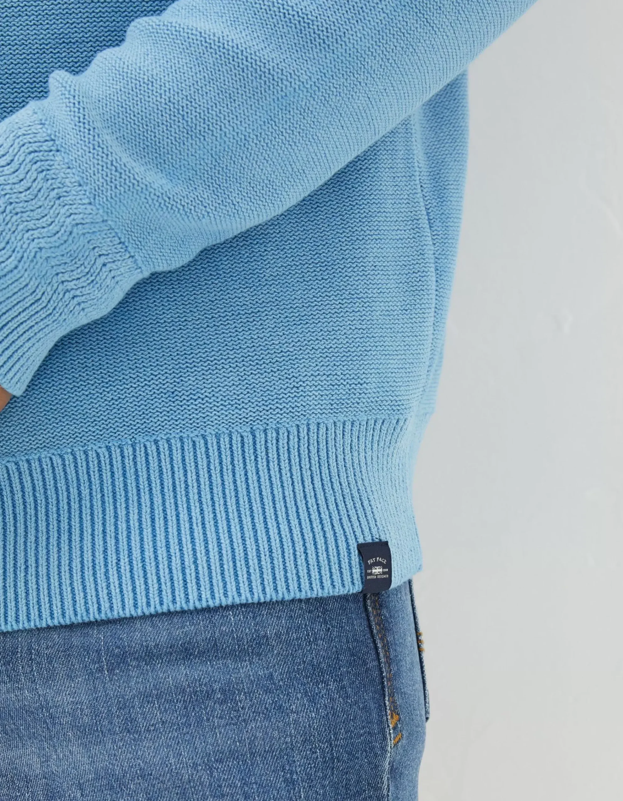 FatFace Berwick Washed Half Neck Washed Blue