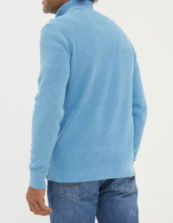 FatFace Berwick Washed Half Neck Washed Blue