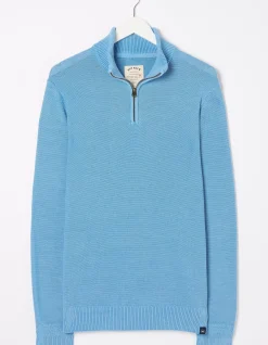 FatFace Berwick Washed Half Neck Washed Blue