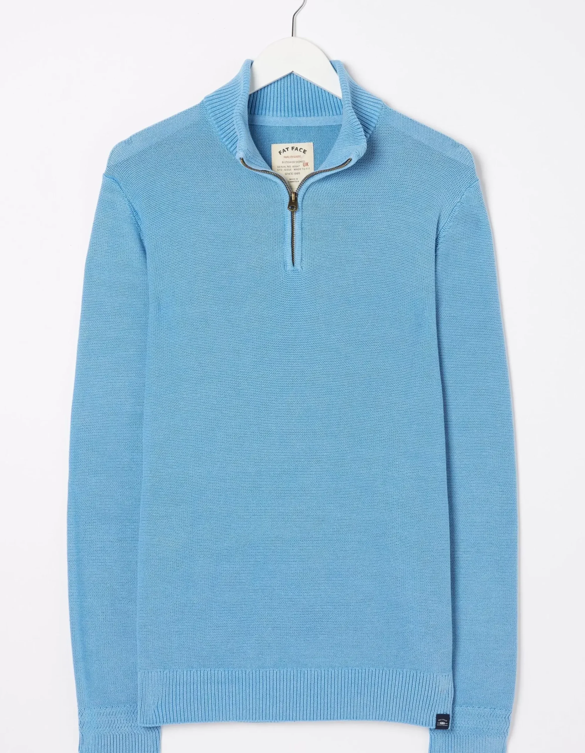 FatFace Berwick Washed Half Neck Washed Blue
