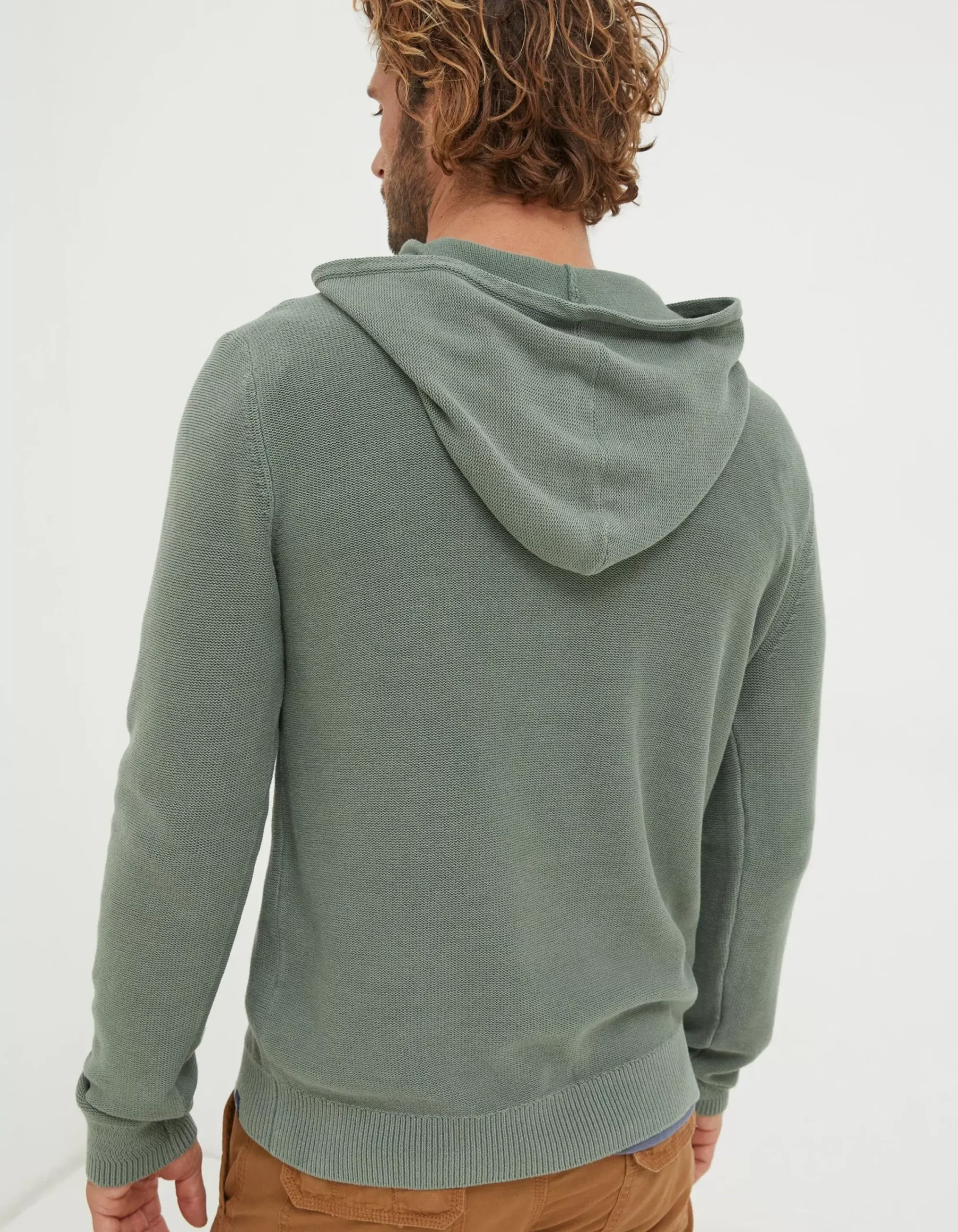 FatFace Berwick Washed Hoodie Green Haze Hot