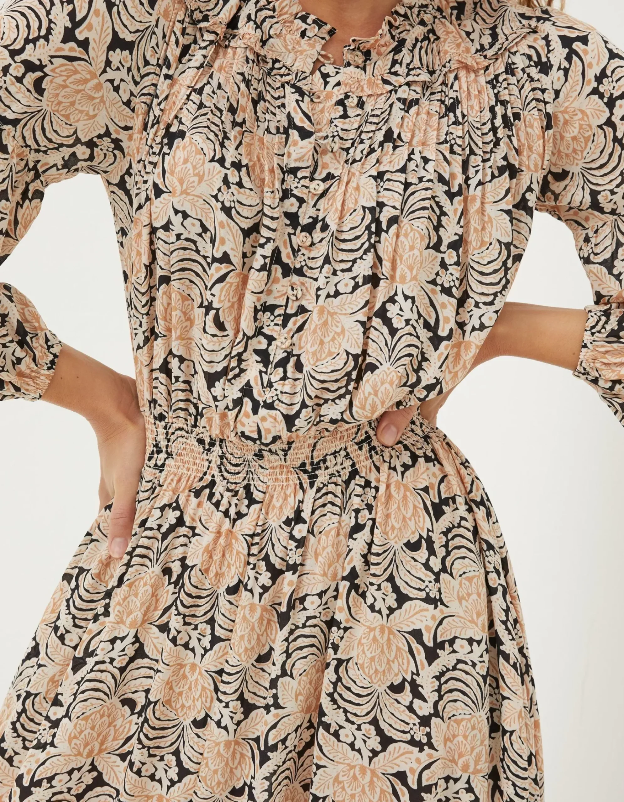 FatFace Beth Damask Floral Maxi Dress Black New