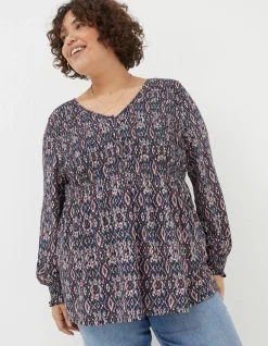 FatFace Beth Ikat Geo Tunic Chestnut Brown Sale