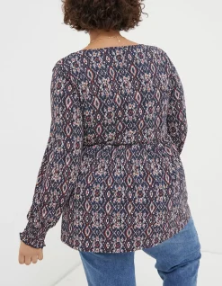 FatFace Beth Ikat Geo Tunic Chestnut Brown Sale