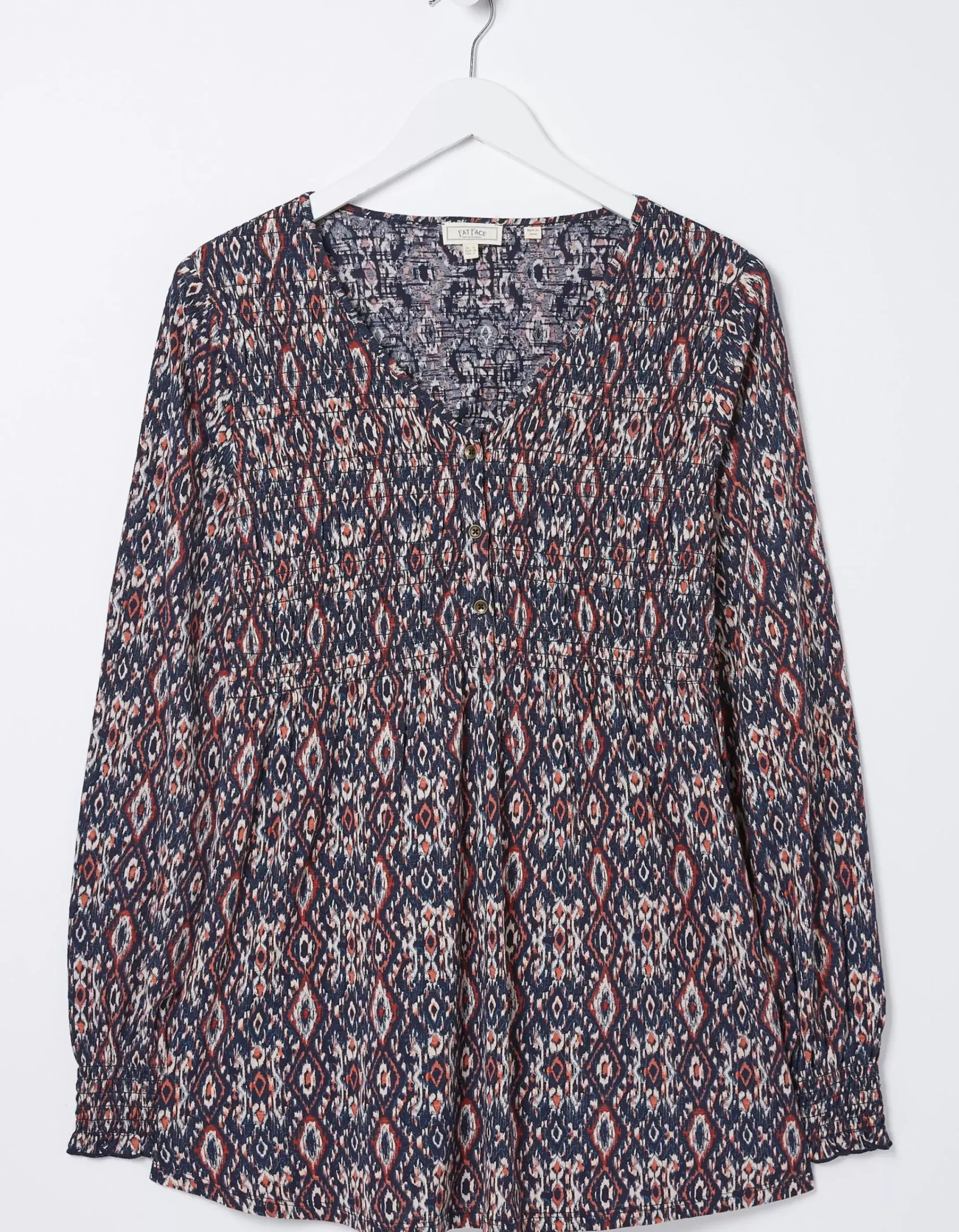 FatFace Beth Ikat Geo Tunic Chestnut Brown Sale
