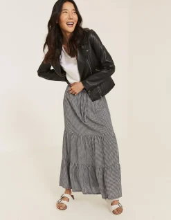 FatFace Bethany Biker Leather Jacket Black Outlet