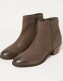 FatFace Betsy Zip Detail Ankle Boot Chocolate Brown Hot