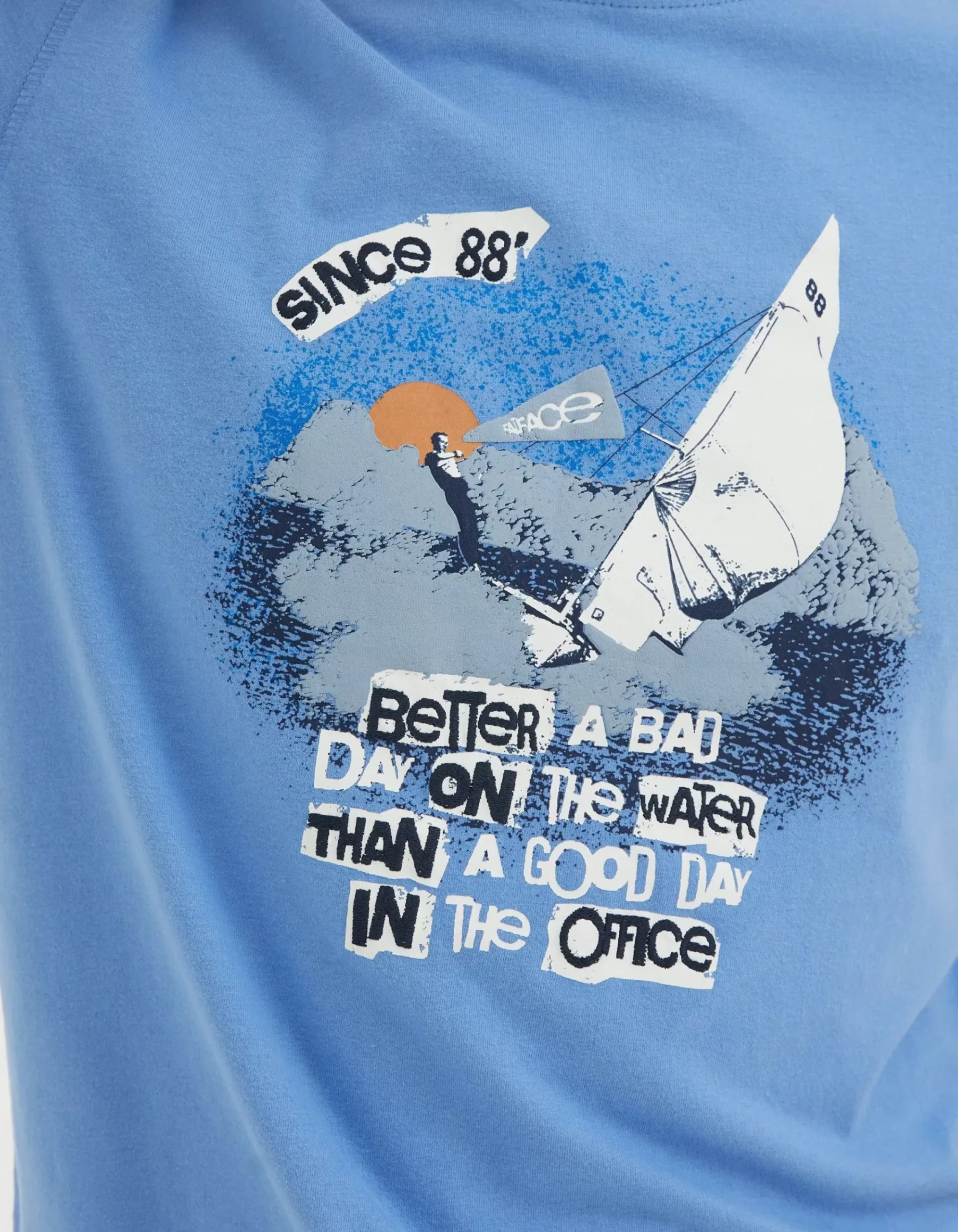 FatFace Better A Bad Day Sail T Shirt Blue Hot