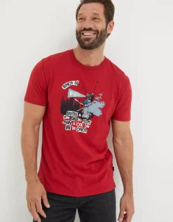 FatFace Better A Bad Day Ski T-Shirt Bright Red Clearance