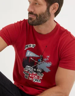 FatFace Better A Bad Day Ski T-Shirt Bright Red Clearance