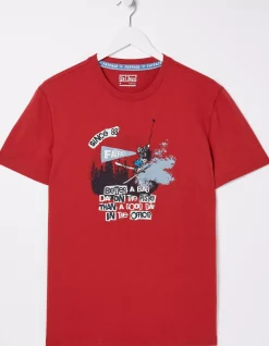 FatFace Better A Bad Day Ski T-Shirt Bright Red Clearance