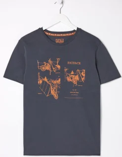 FatFace Bike In Tents T-Shirt Washed Black Clearance