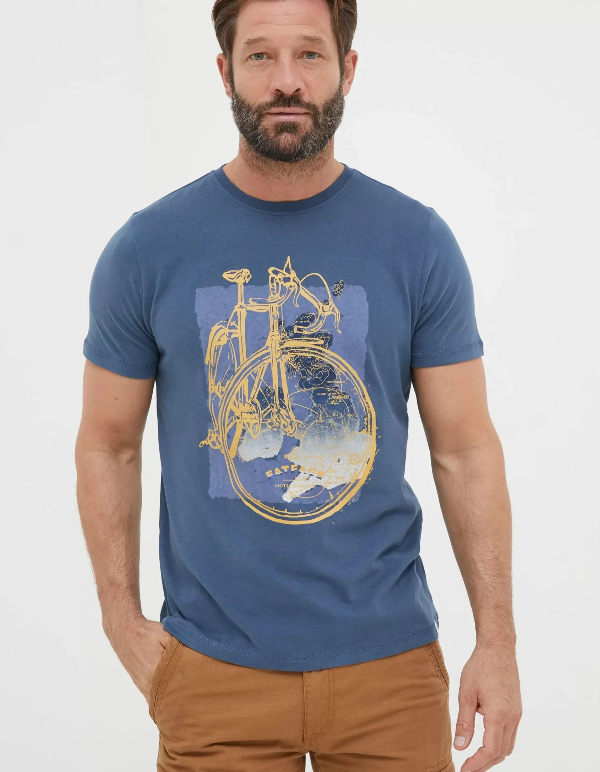 FatFace Bike Map T-Shirt Navy Outlet