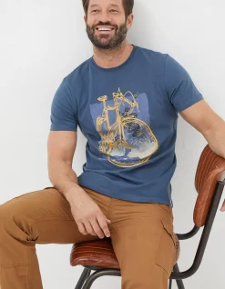 FatFace Bike Map T-Shirt Navy Outlet