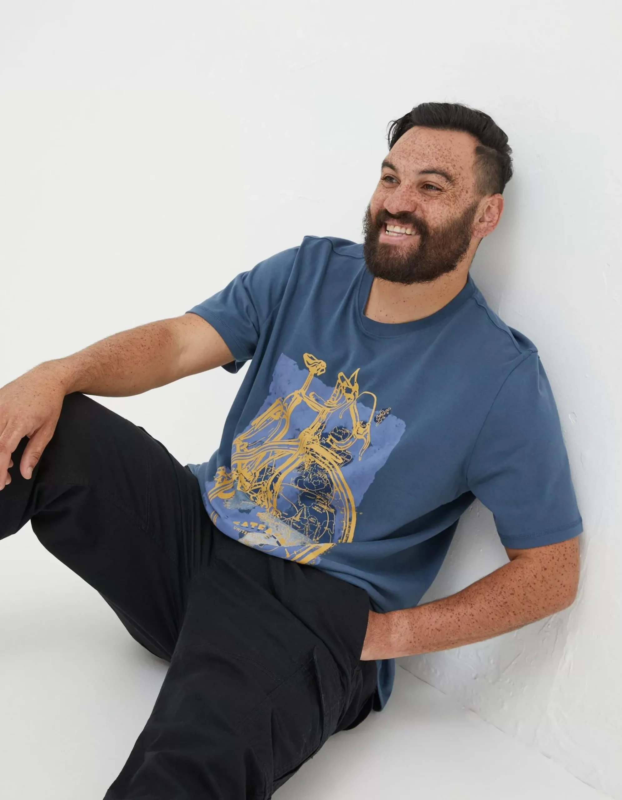 FatFace Bike Map T-Shirt Navy Outlet
