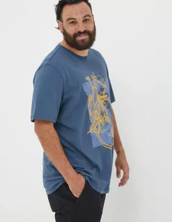 FatFace Bike Map T-Shirt Navy Outlet